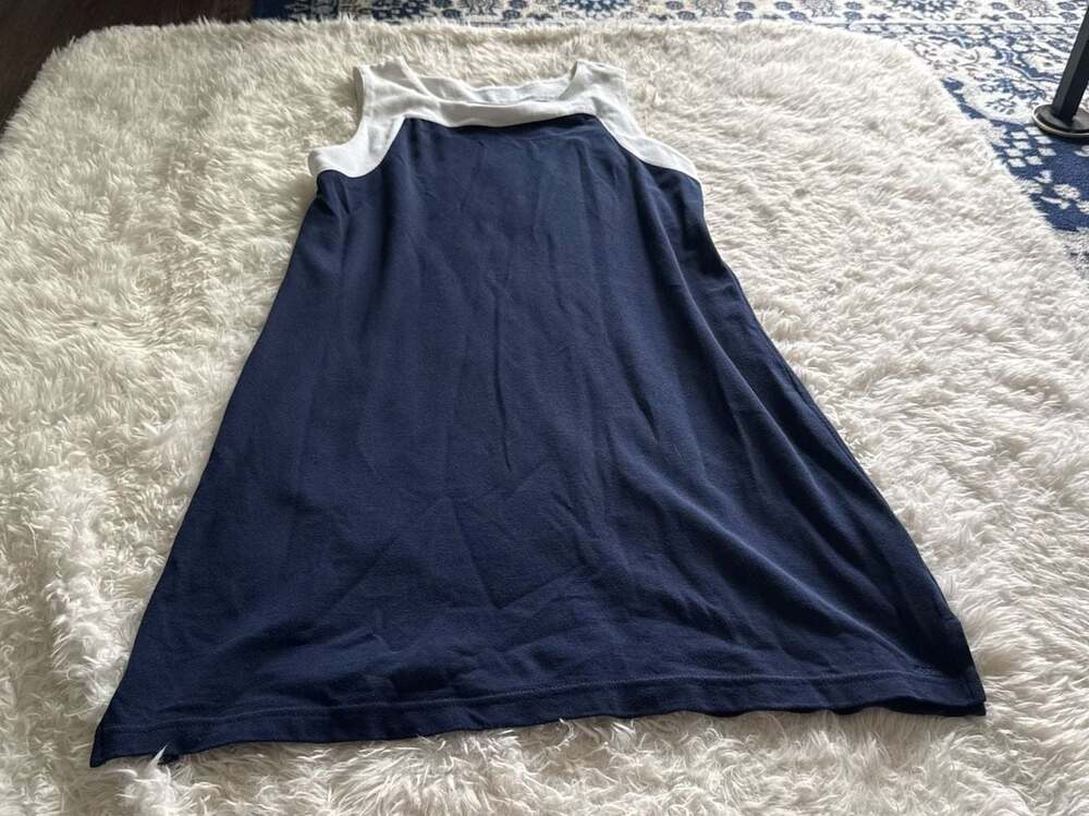 IZOD Women's Sleeveless Colorblock Pique Cotton Shift Dress Navy/White